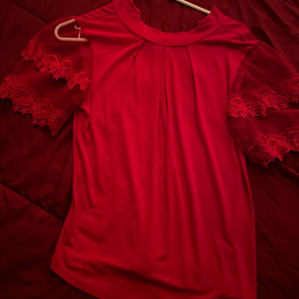 Red lace shirt
